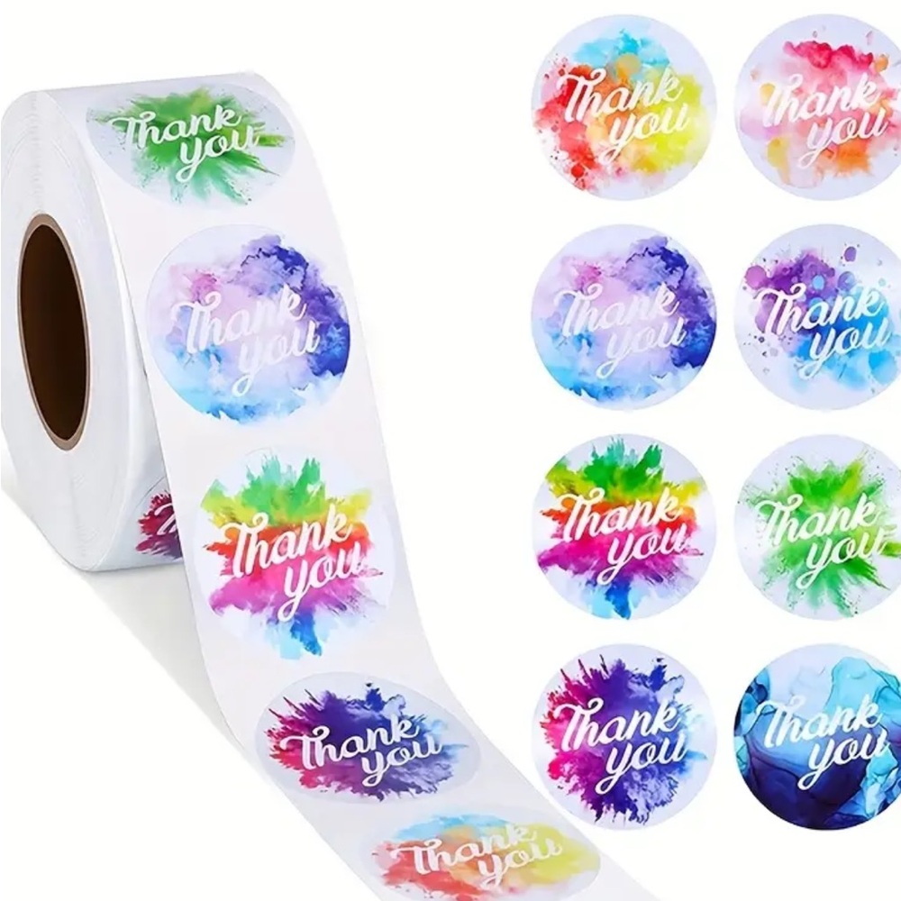 500pc Colorful Thank You Stickers Roll